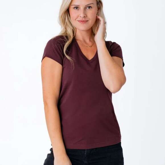 Fresh Clean Threads Women's V Neck, XS port red purple galaxy bundle - Picture 2 of 6